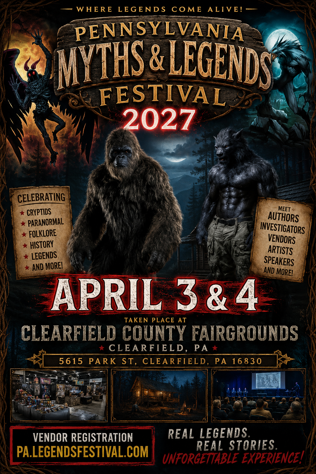 Pennsylvania Myths & Legends Festival 2027 — April 3 & 4 at Clearfield County Fairgrounds