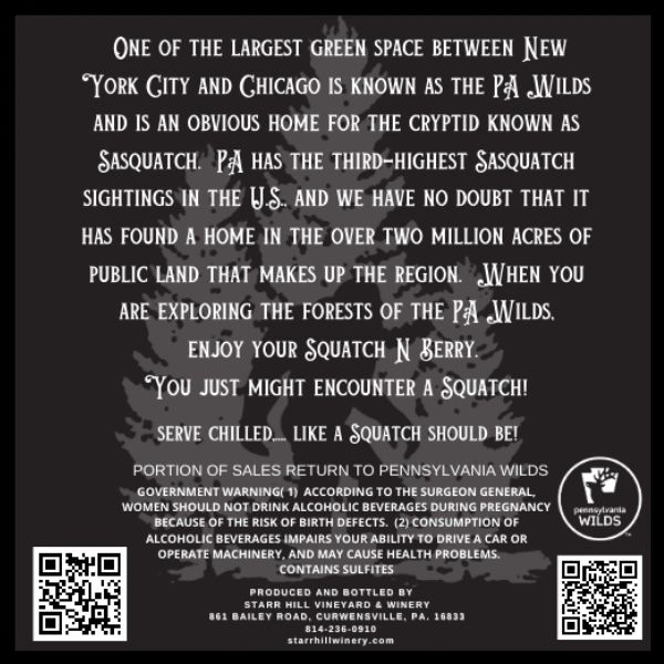 Squatch n Berry PA Wilds back label